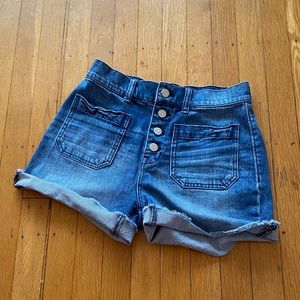 Madewell high waisted button up jean shorts size 25
